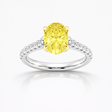 3.00 CT Yellow Oval/Round Lab-Grown Diamond | Engagement Ring | 14K White Gold