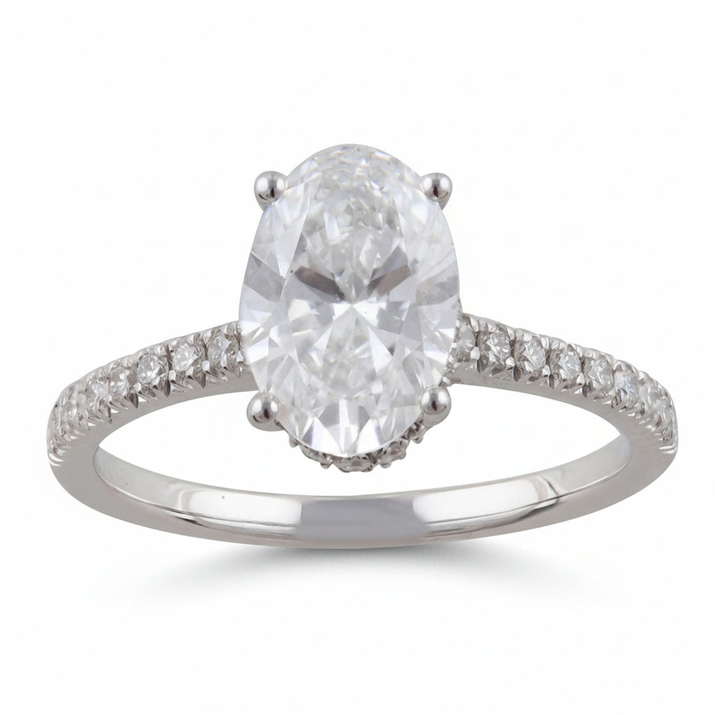 1.90 CT Oval/Round Lab-Grown Diamond | Engagement Ring - I | 14K White Gold | G Color | VS Clarity