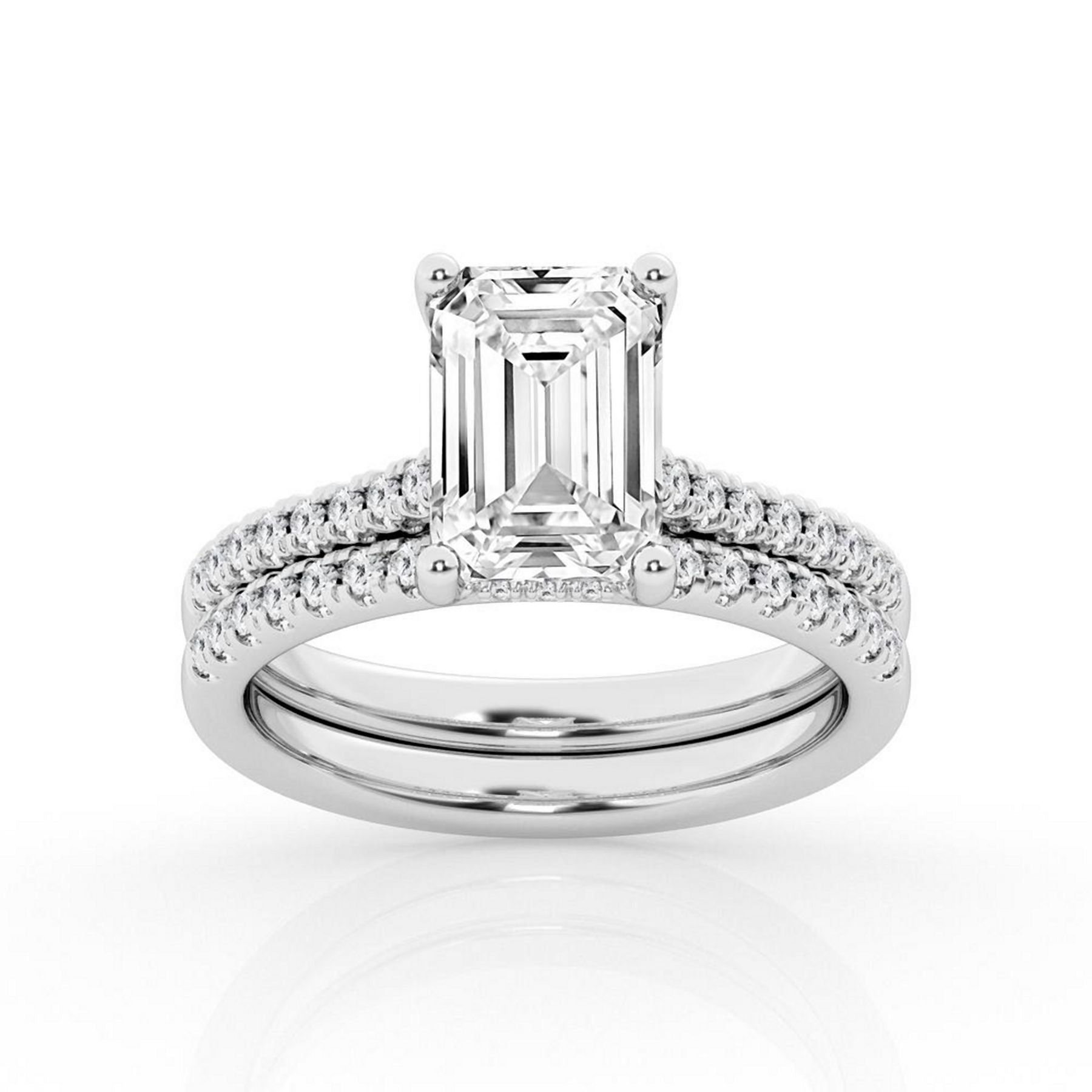 2.50 CT Round Lab-Grown Diamond | Bridal Set Ring | 14K White Gold | H Color | VS Clarity