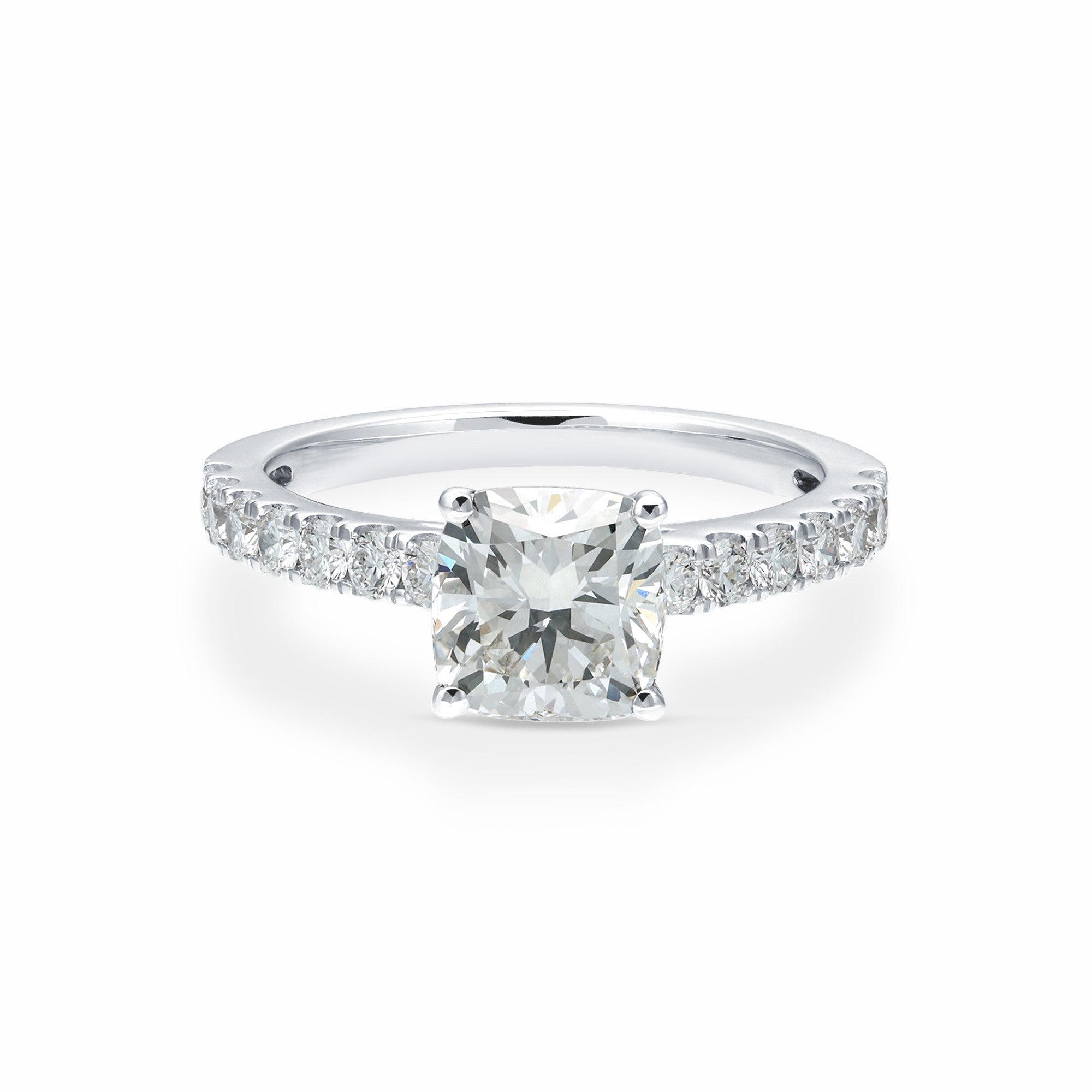 2.50 CT Cushion/Round Lab-Grown Diamond | Engagement Ring | 14K White Gold | G Color | VS Clarity