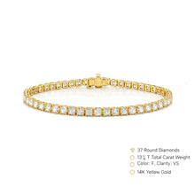 13.23 CT Round Lab-Grown Diamond | Tennis Bracelet | 14K Yellow Gold | F Color | VS Clarity