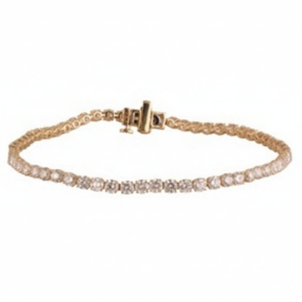 13.23 CT Round Lab-Grown Diamond | Tennis Bracelet | 14K Yellow Gold | F Color | VS Clarity