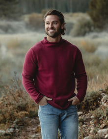 Men | Roll Neck Sweater | Wine