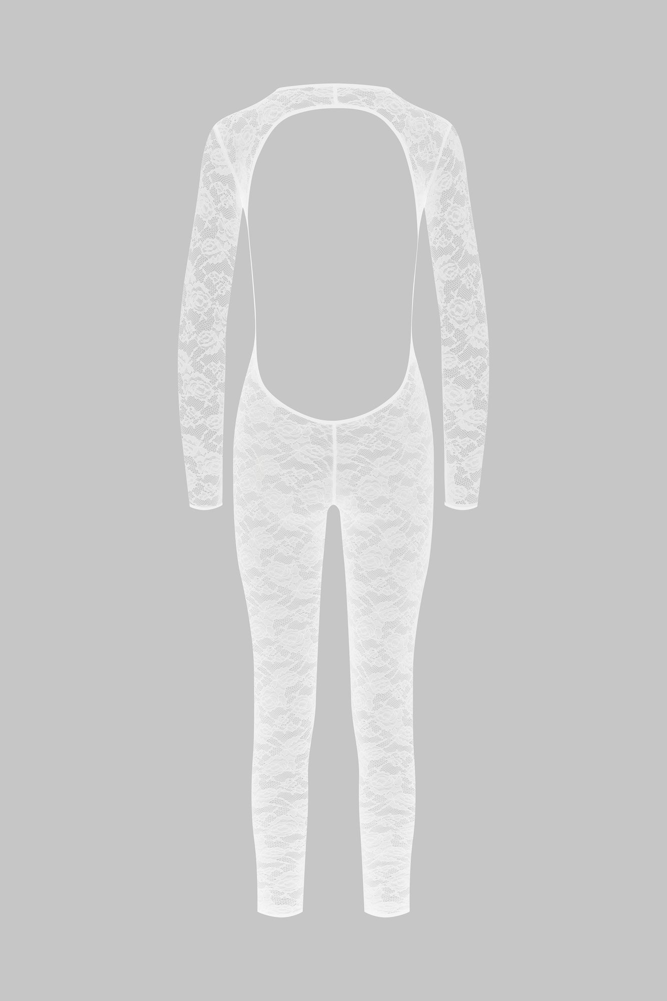 Long Sleeve Open Back Jumpsuit - Flashback | White