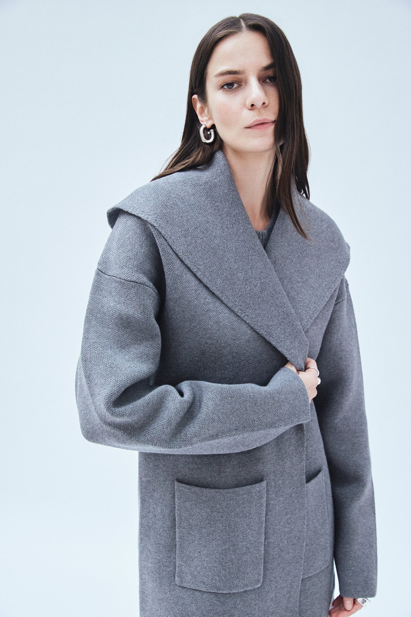 Shawl Collar Sweater Coat | Heather Grey