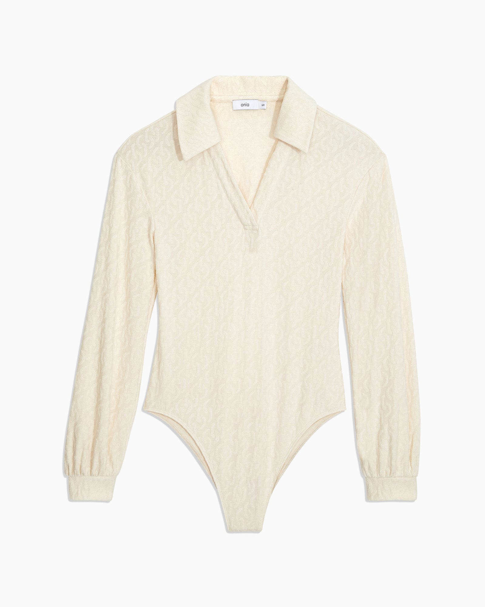 Womens | Long Sleeve Polo Geo Knit Bodysuit | Birch