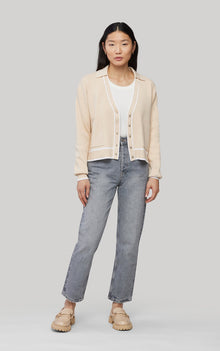 Lucie Sustainable Hip-Length Knit | Sand-Ivory