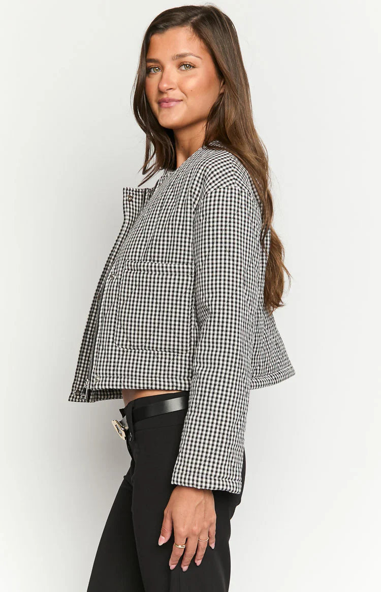 Lennie Quilted Jacket | Black Gingham