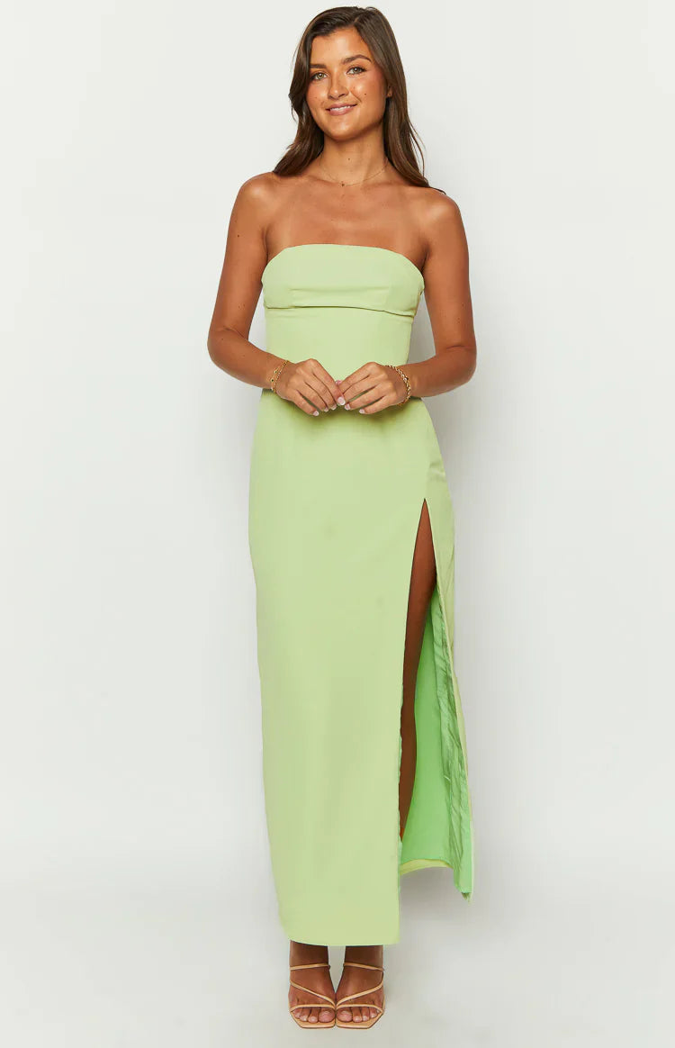 Lenora Strapless Maxi Dress | Green