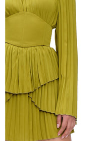 Lenti Pleated Mini Dress | Lime
