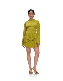 Lenti Pleated Mini Dress | Lime