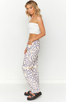 Lester Printed Pants | Cream
