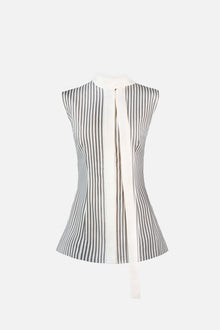 Lila Linen Scarf Top | Gray & Ivory