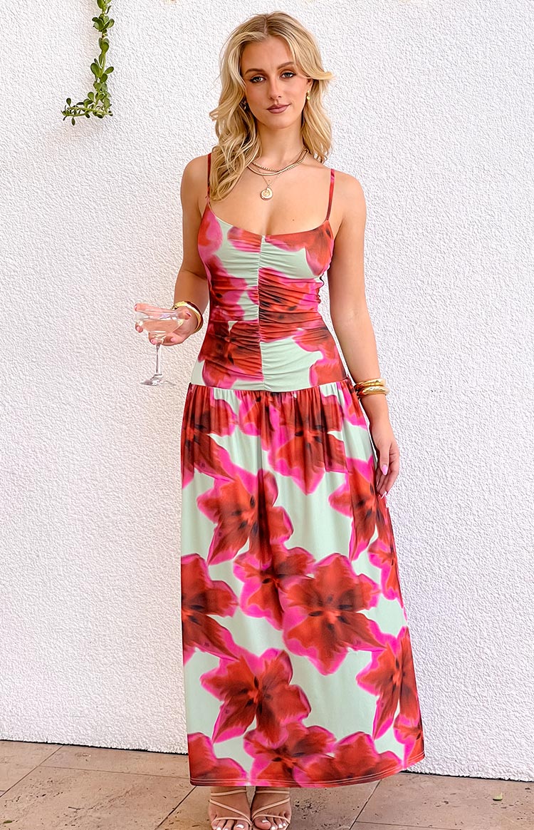 Lilliana Floral Print Maxi Dress | Green