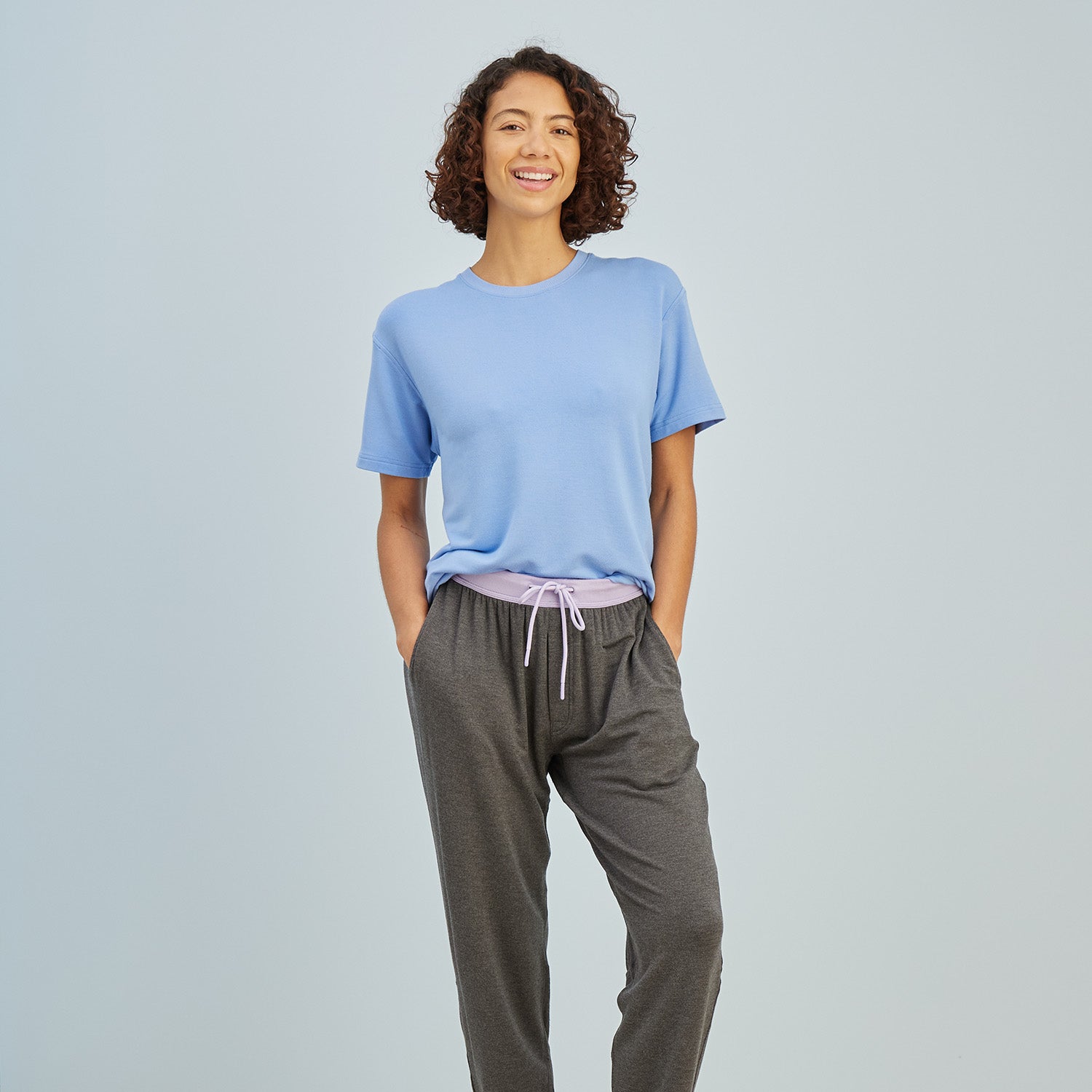 Breathable Modal French Terry Sweatpants | Gray/Lavender