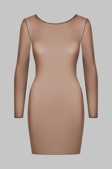 Short Open Back Long Sleeve Dress - French Kiss Light | Mocha