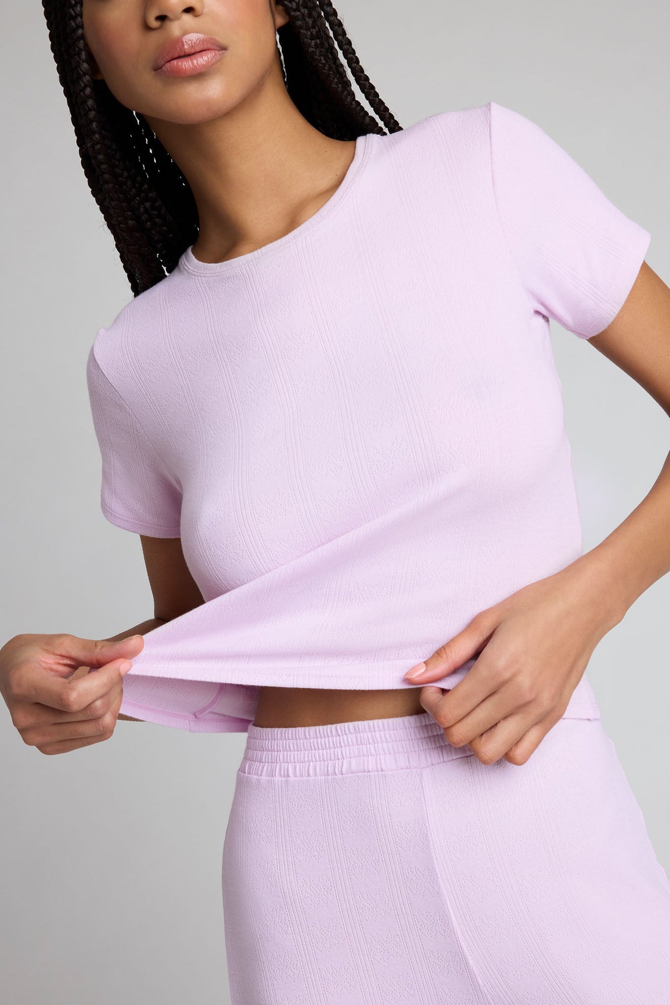 Pointelle Baby Tee | Lilac