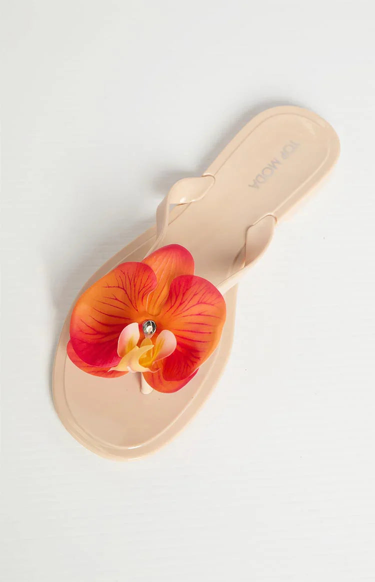 Love Me Not Floral Thong Sandals | Tan