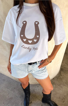 Lucky You Western Tee | White