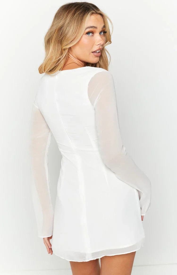 Lucy Long Sleeve Mini Dress | White