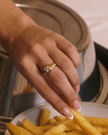 The Georgia Stone Signet Ring | Cubic Zirconia | Gold