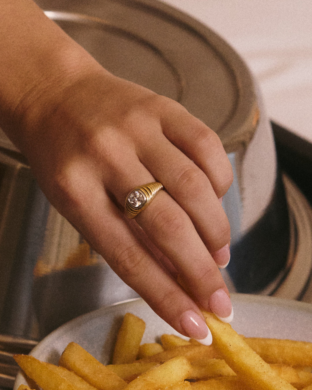 The Georgia Stone Signet Ring | Cubic Zirconia | Gold
