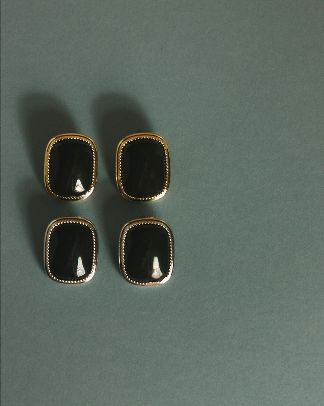 The Midnight Mesa Statement Studs | Black Agate | Gold