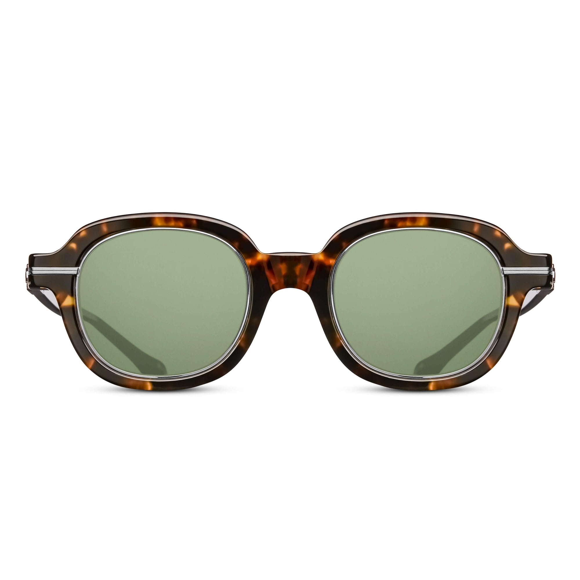 M2051 Square Sunglass | Tokyo Tortoise - Brushed Silver | Sage Green Lenses | 48M