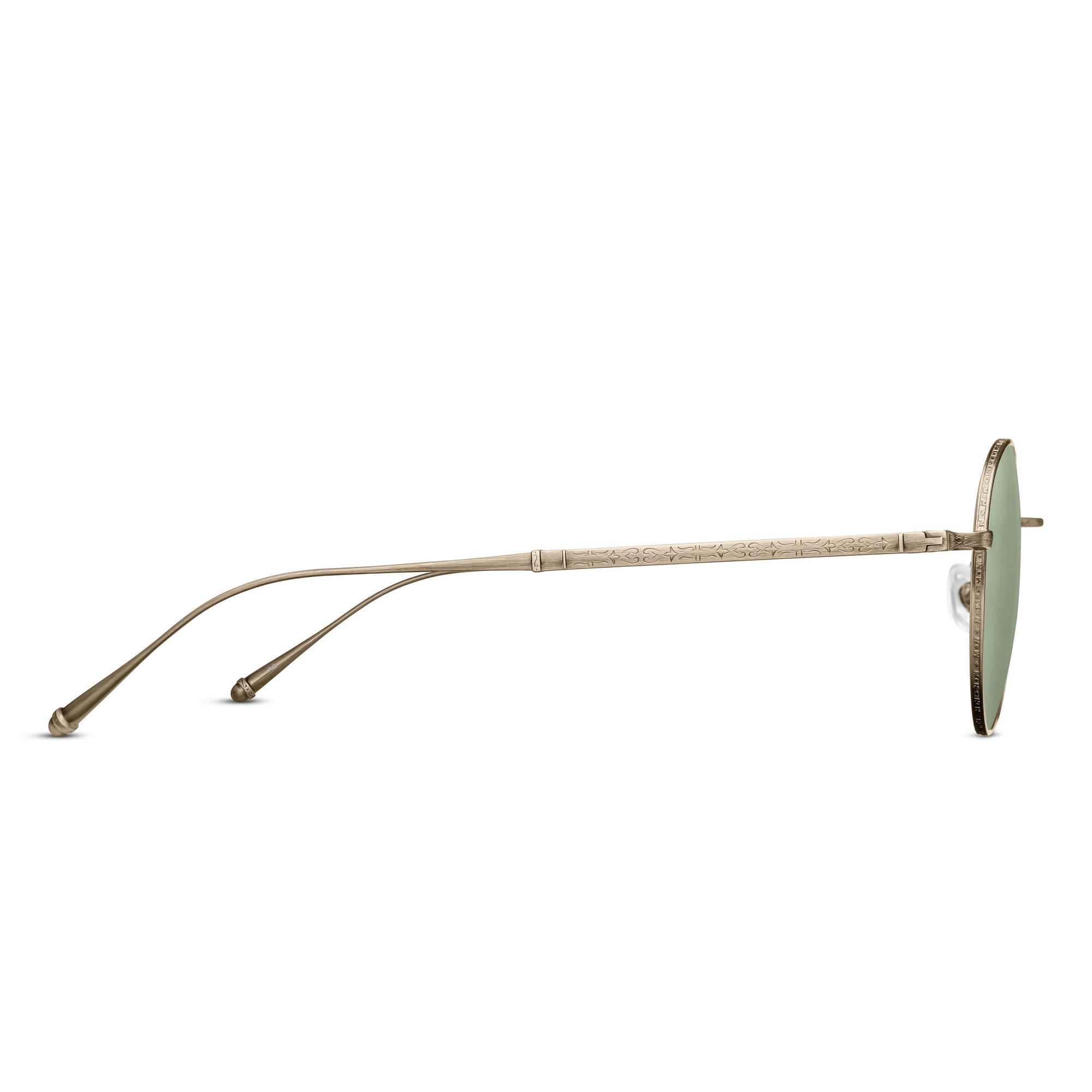 M3083 Panto Sunglass | Antique Gold | G-15 Green Lens | 49MM
