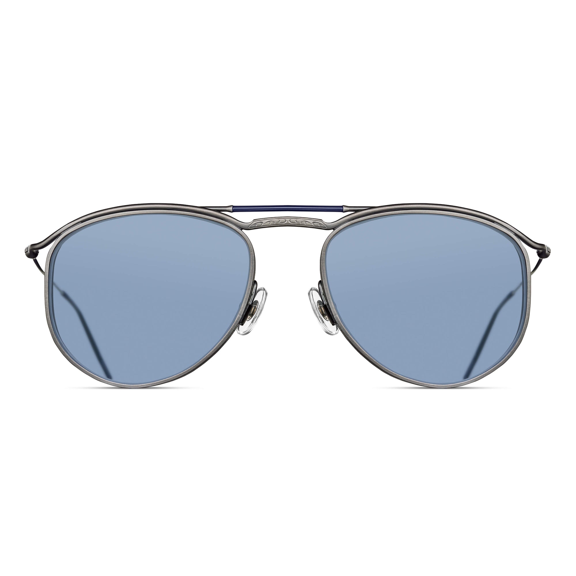 M3122 Panto Sunglass | Antique Silver | Cobalt Blue Lens | 55MM