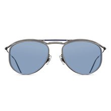 Unisex | M3122 Panto Sunglass | Antique Silver | Cobalt Blue Lens | 55MM