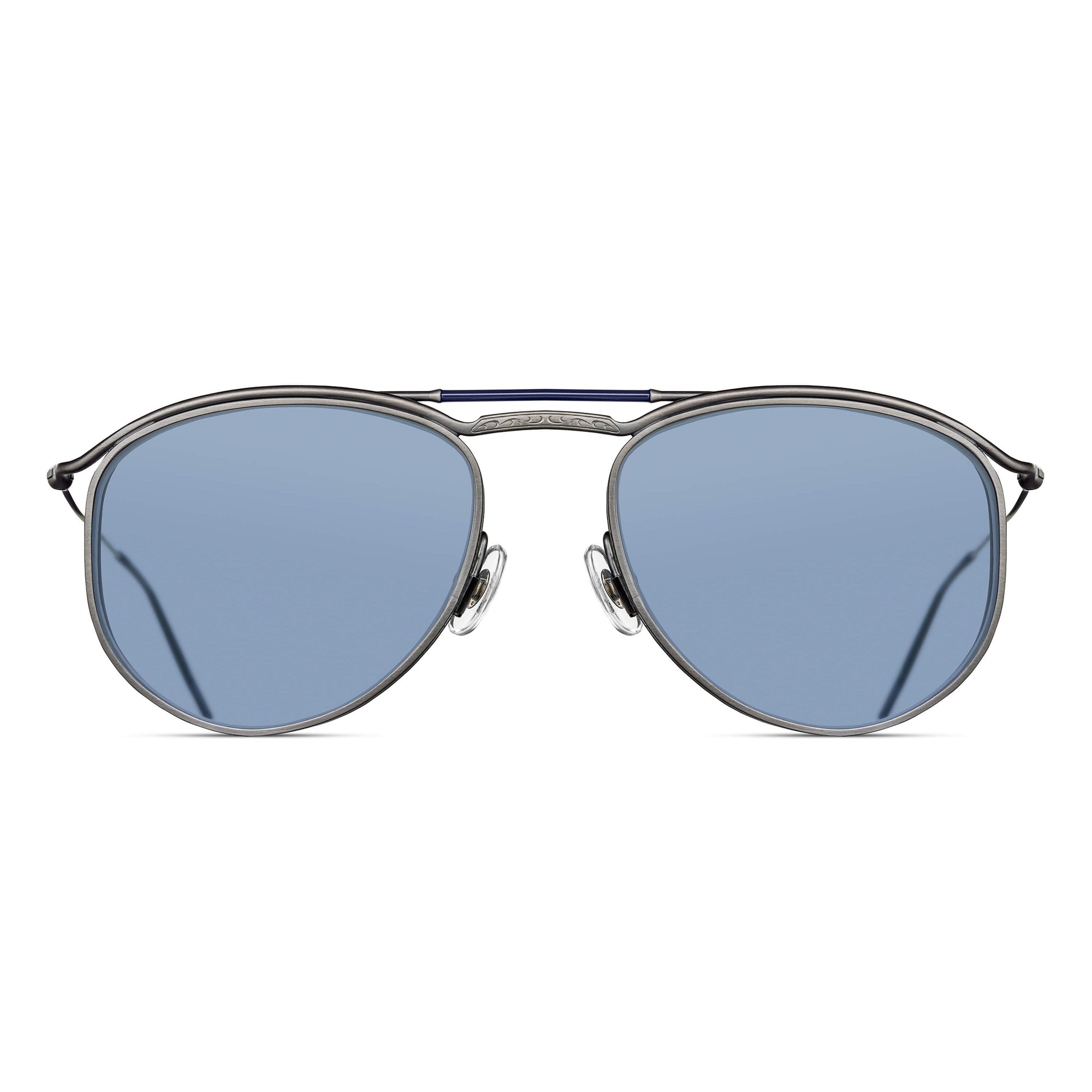 Unisex | M3122 Panto Sunglass | Antique Silver | Cobalt Blue Lens | 55MM