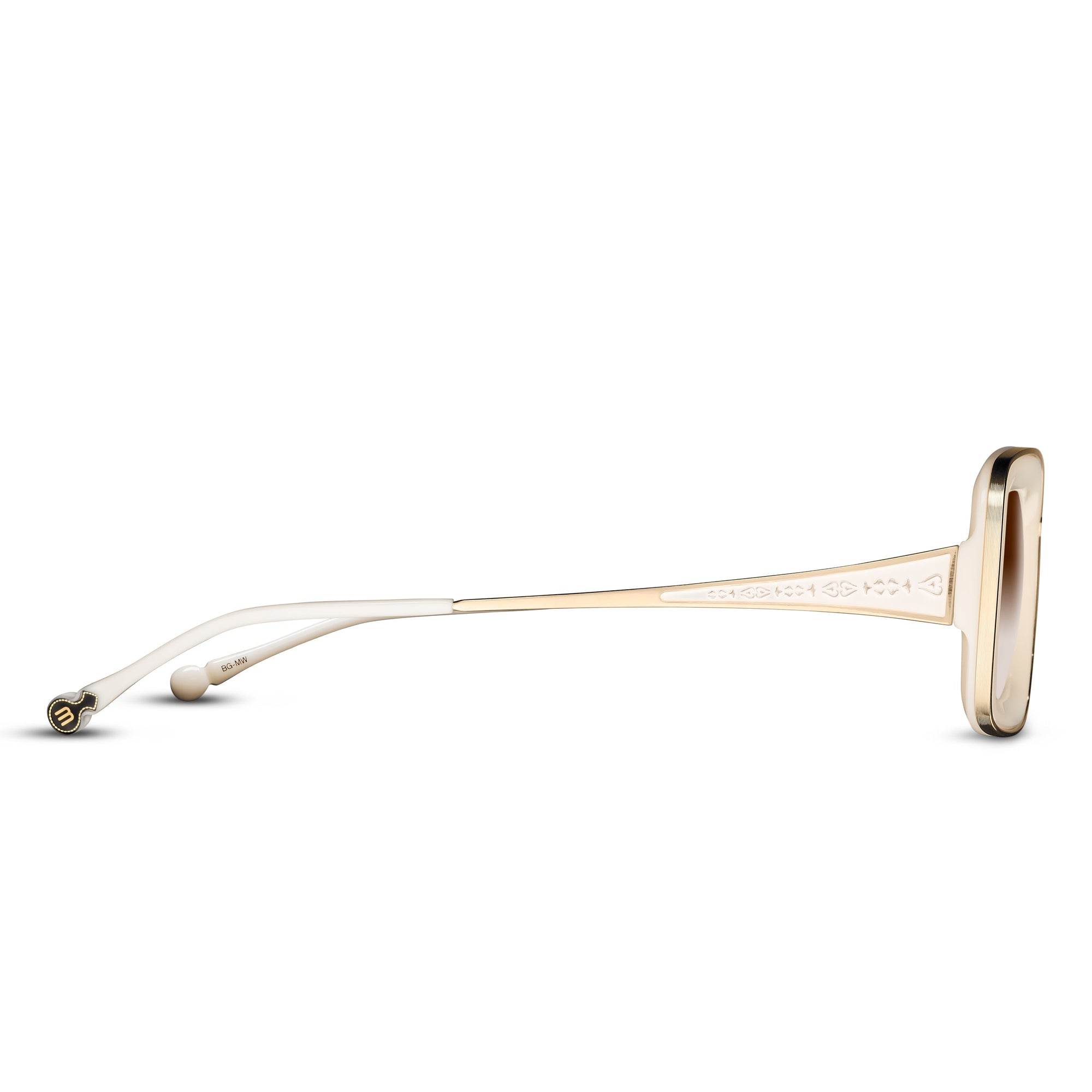 Unisex | M3124 Rectangle Sunglass | Brushed Gold/Milk White | Brown Gradient Lens | 51MM