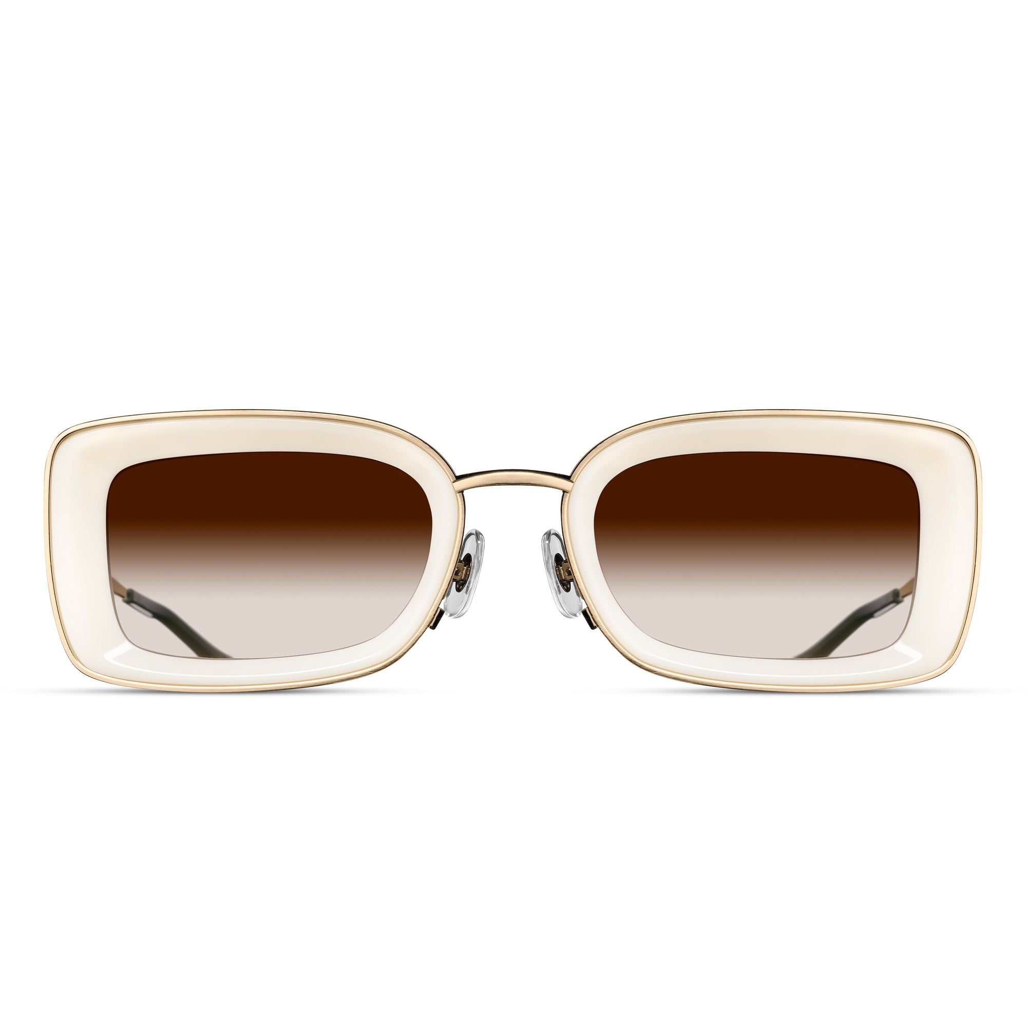 Unisex | M3124 Rectangle Sunglass | Brushed Gold/Milk White | Brown Gradient Lens | 51MM
