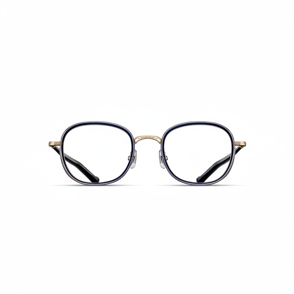 Unisex | M3126 Square Optical | Brushed Gold/Dark Navy Crystal | Clear | 49MM