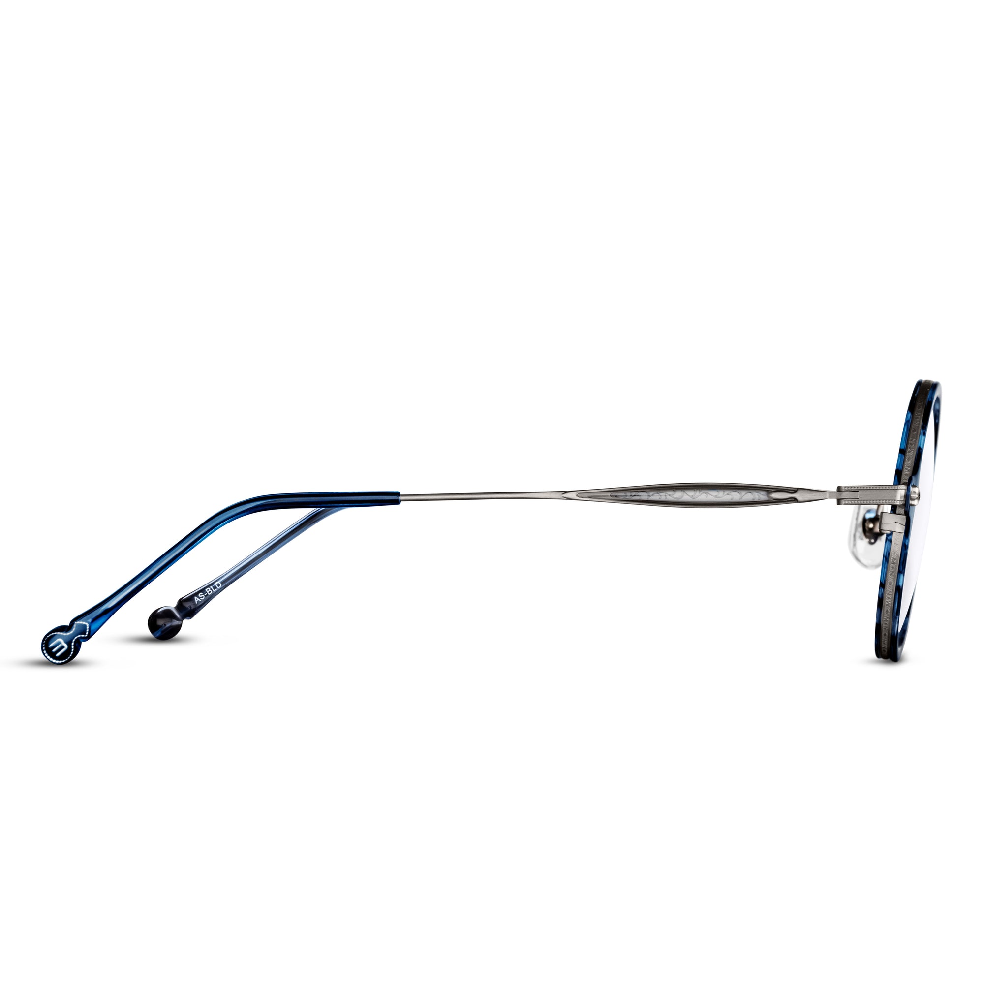 M3127 Round Optical | Antique Silver/Blue Demi | Clear Lens | 43MM