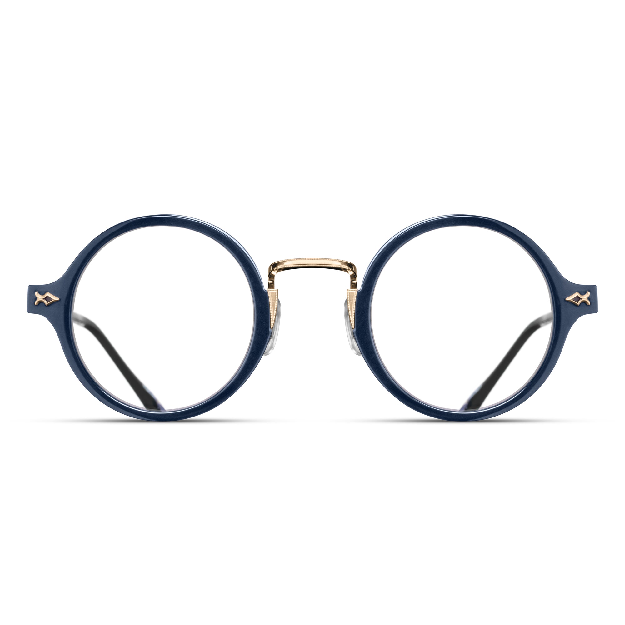 M3127 Round Optical | Brushed Gold/Navy | Clear Lens | 43MM