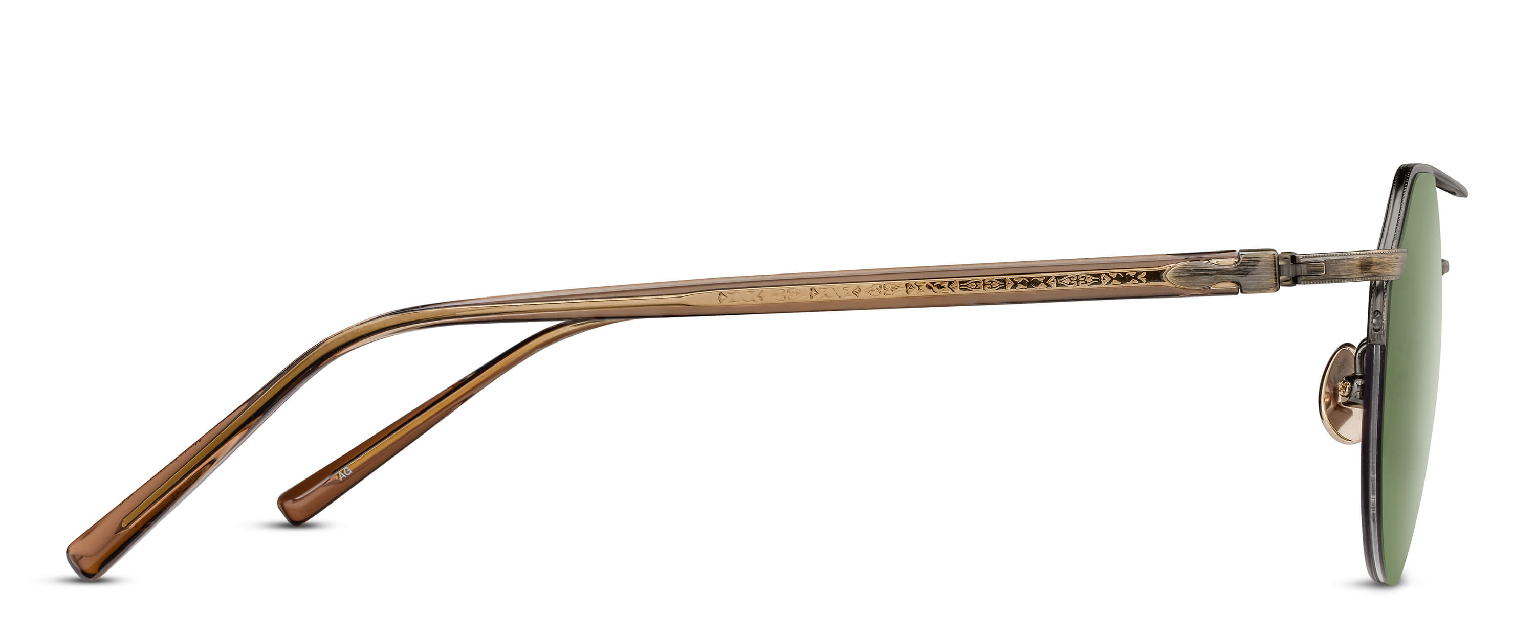 Unisex | M3141 Panto Sunglass | Antique Gold | Sage Green Lenses | 50MM