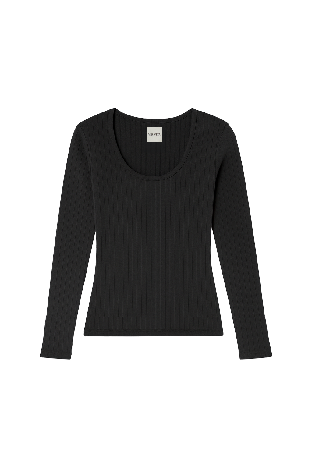 Maia Scoop Neck Pointelle Top | Black