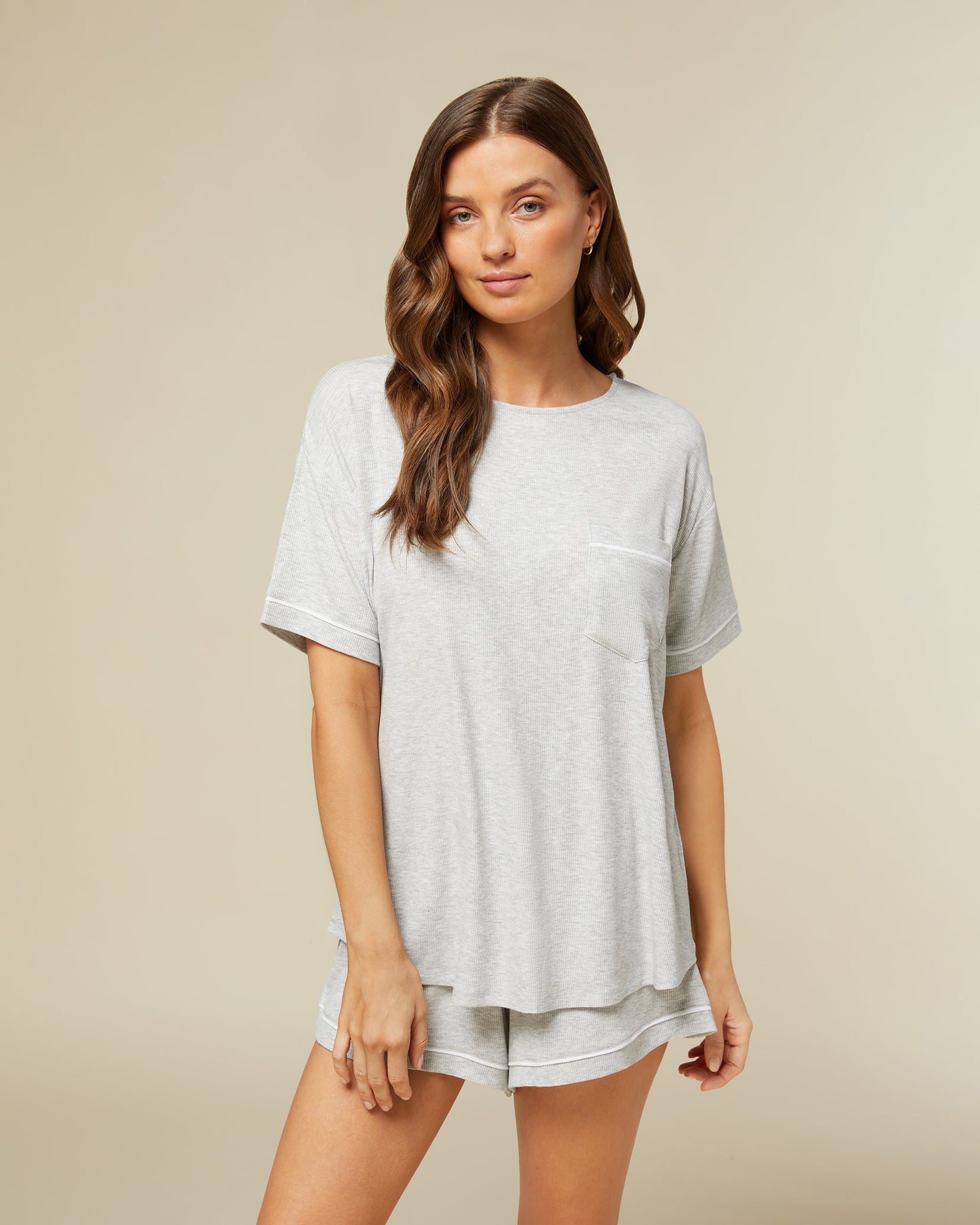 Short Sleeve Pajama Top | Heather Grey