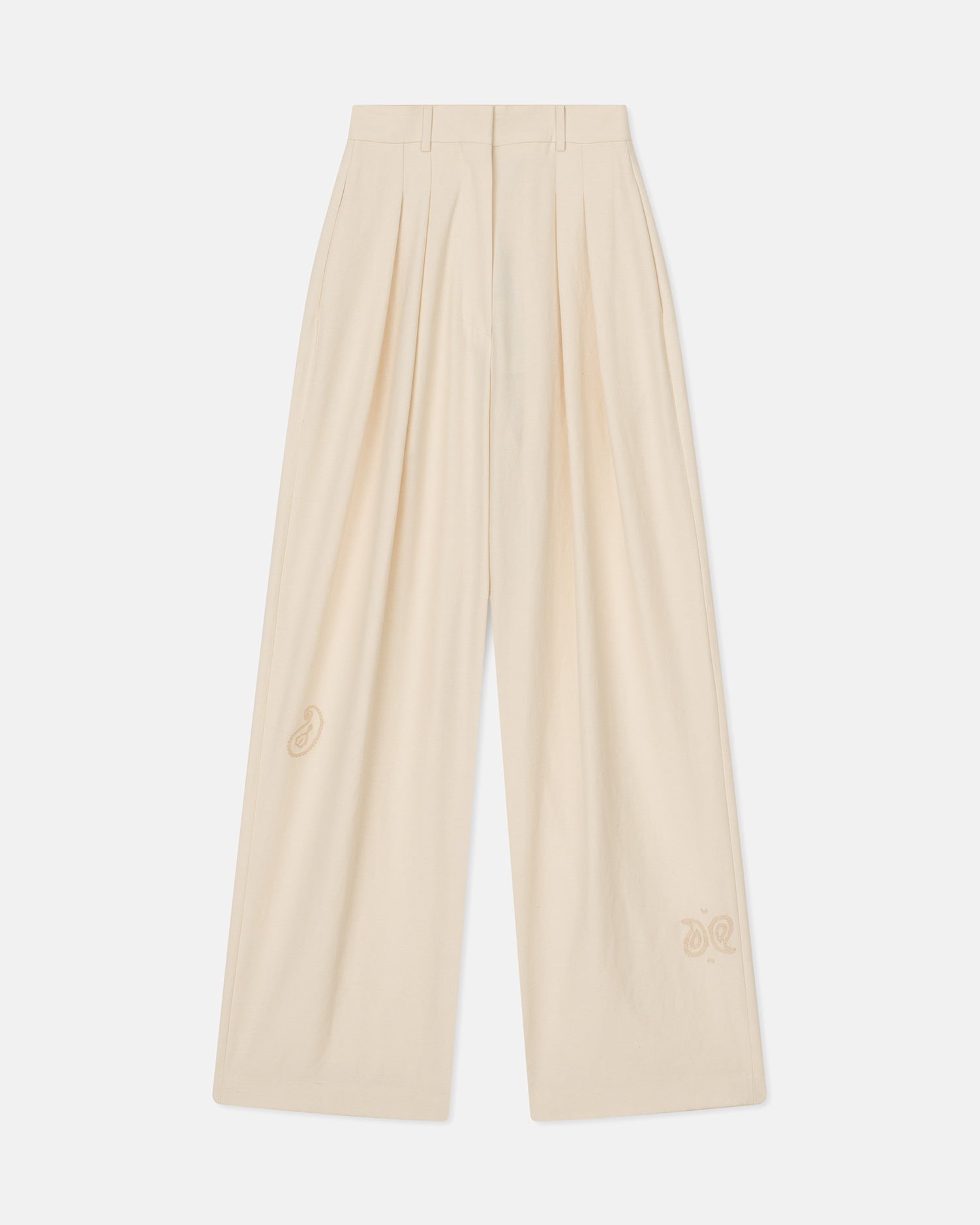 Womens | Marika Embroidered Slub Pants | Creme