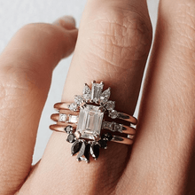 Women | Black Diamond Gemma Ballerina Ring | 14k Rose Gold