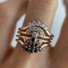 Women | Black Diamond Crown Ring | 14k Yellow Gold