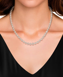 AAA Quality Round Strand Necklace | 14K Yellow Gold | White Freshwater Pearl6mm - 7mm