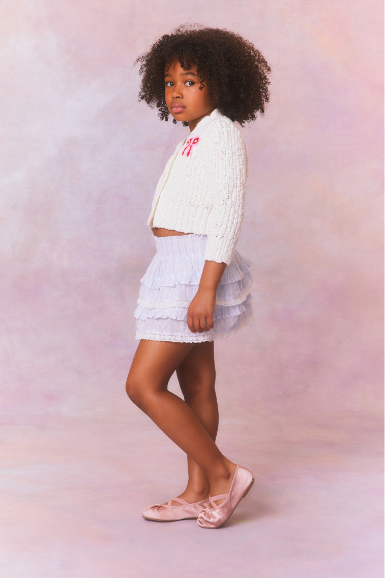 Girls | Menna Bow Cardigan | White