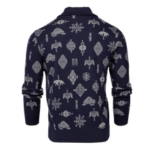 Men | Woven Spirits Shawl Collar Sweater | Maltese Blue