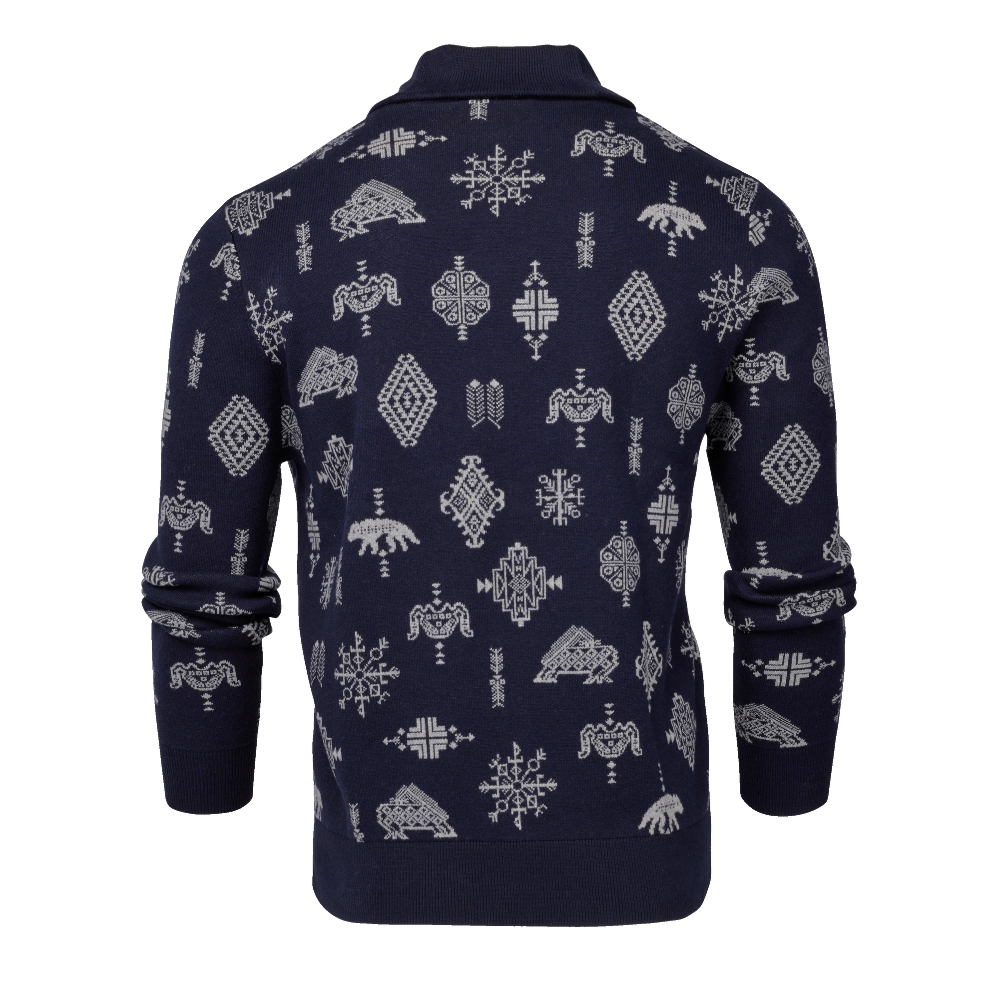 Men | Woven Spirits Shawl Collar Sweater | Maltese Blue