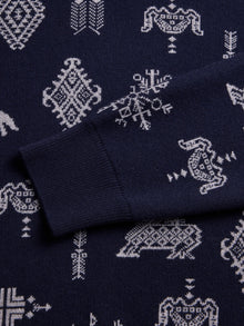 Men | Woven Spirits Shawl Collar Sweater | Maltese Blue