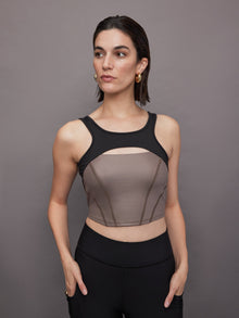 Michi | Fusion Gloss Bustier | Bronzed Pewter/Black