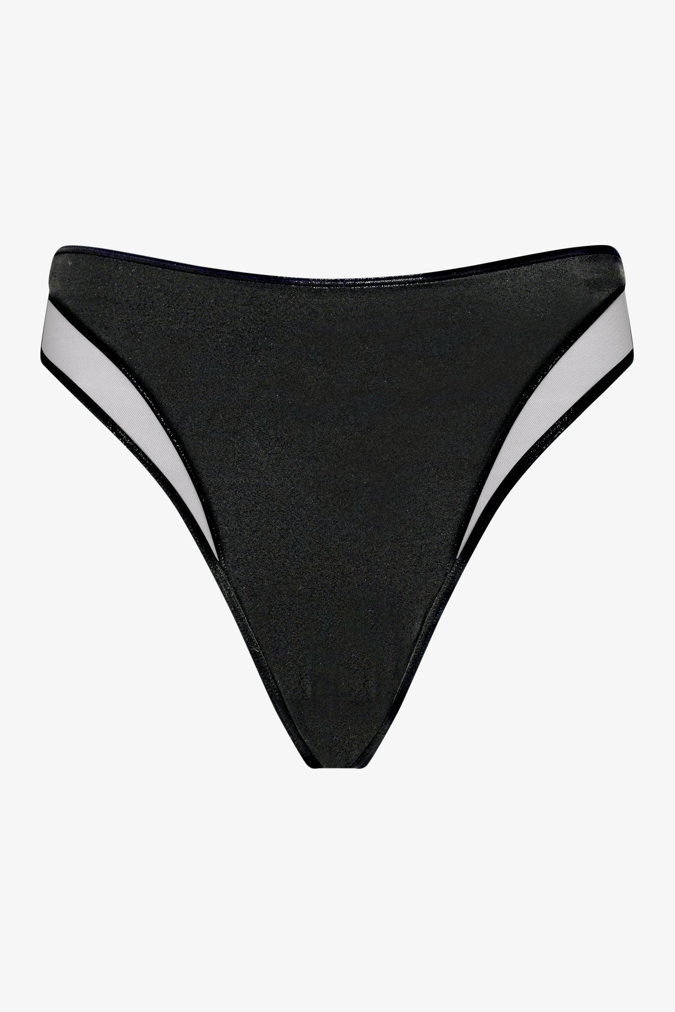 High-Waisted Tanga Bikini Bottom - Minuit | Black